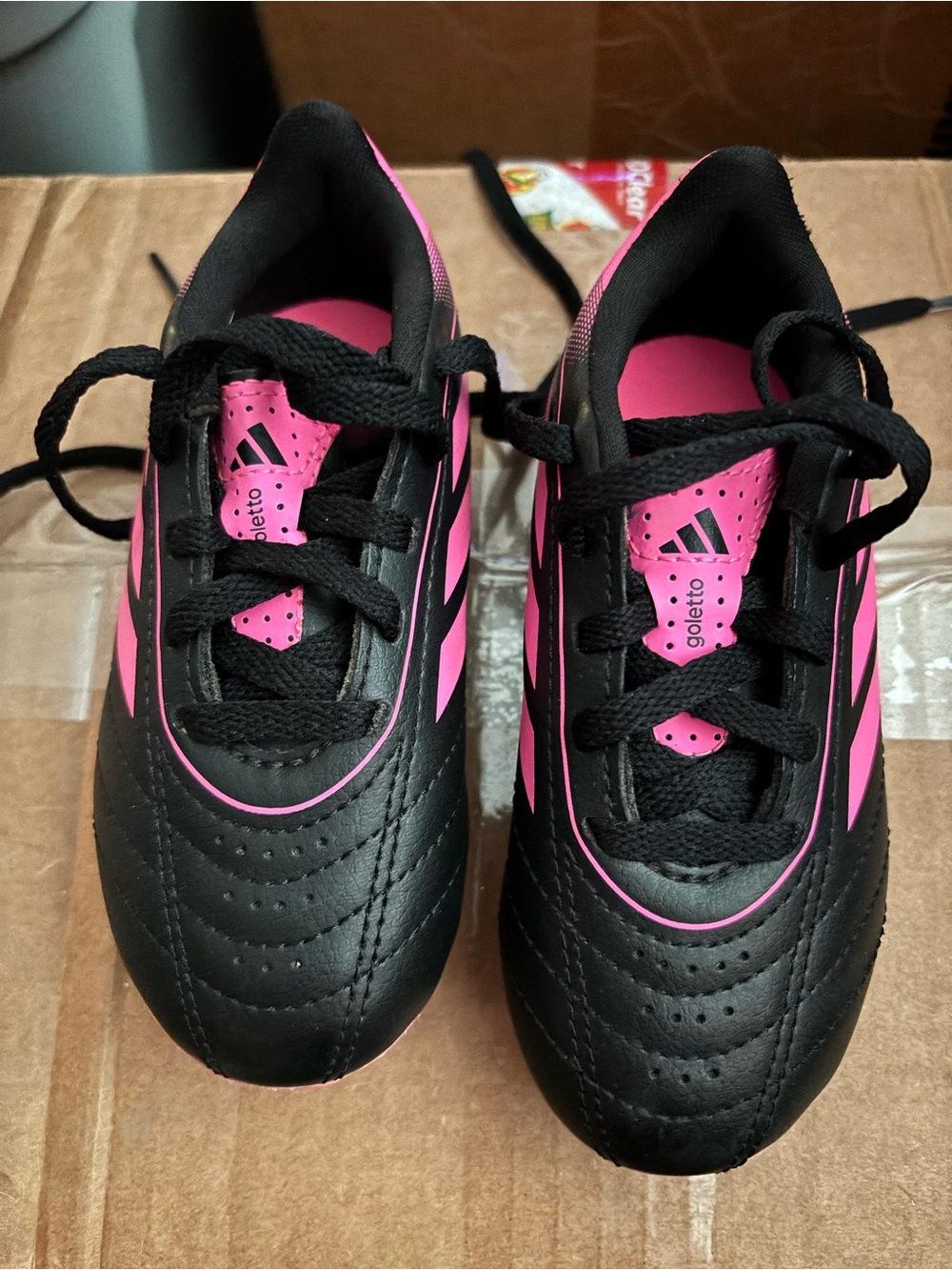 adidas Kids Black and Pink Soccer Sneakers